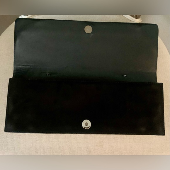 Stuart Weitzman Designer Black Leather s
Suede Fall clutch handbag purse silver - Picture 6 of 6